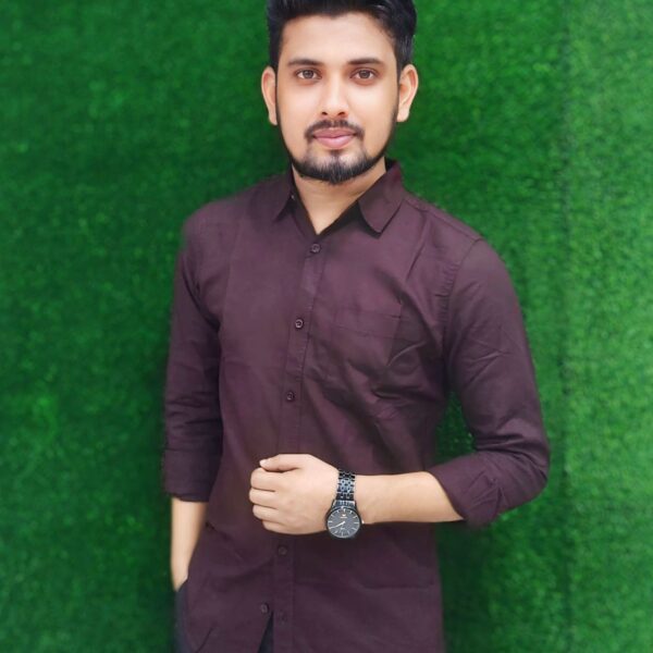 Oxford Cotton Dark Brown Shirt by Haque Libas